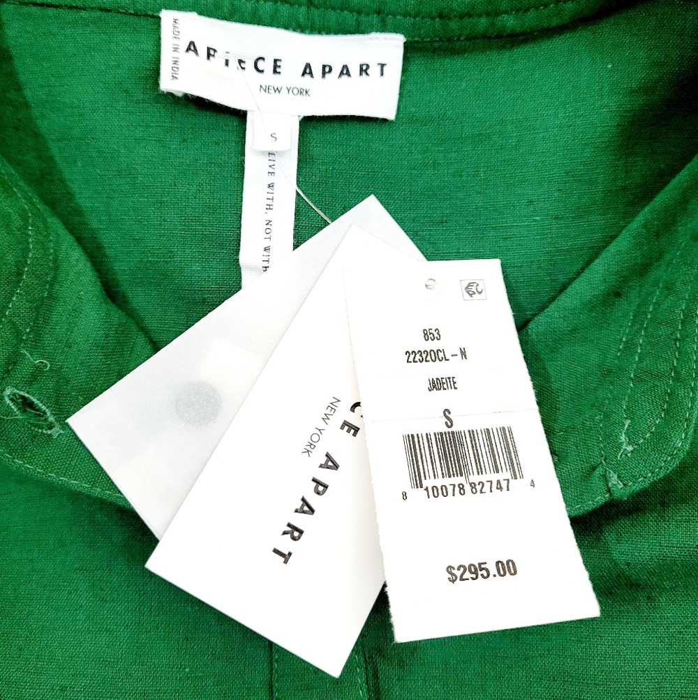 NWT APIECE APART Maurino Drop Waist Mini Dress Jadeite Green Organic Cotton S - Picture 8 of 16